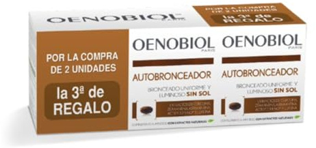 Oenobiol Autobronceador Triplo - Bronceador facial y corporal sin sol - Complemento alimenticio con cúrcuma, licopeno y luteína - 90 cápsulas