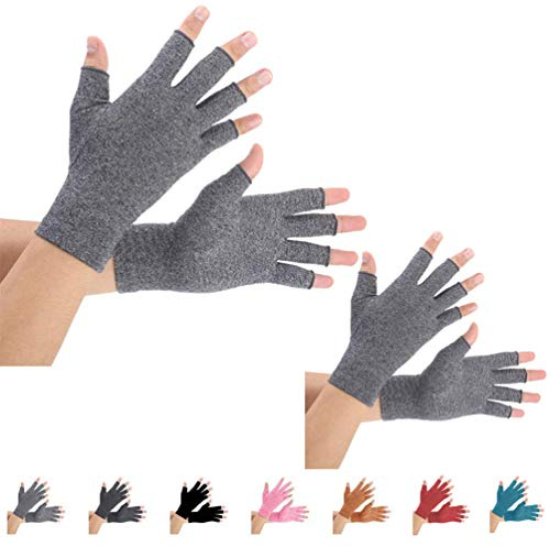 Brace Master Arthritis-Handschuhe, 2 Paar Kompressionshandschuhe, wärmen Hände und Fingergelenke, lindern Schmerzen bei Arthritis & Tendinitis, Grau, S