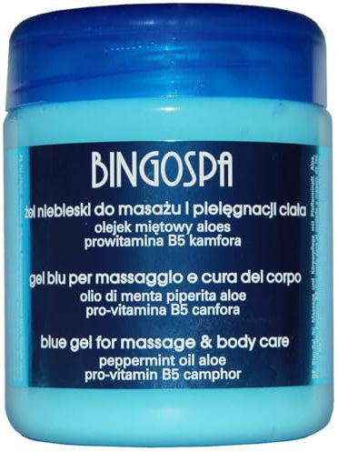 Gel da massaggio blu rinfrescante per rigenerazione dopo attività sportiva, dolore muscolare, articolari - 500ml BINGOSPA