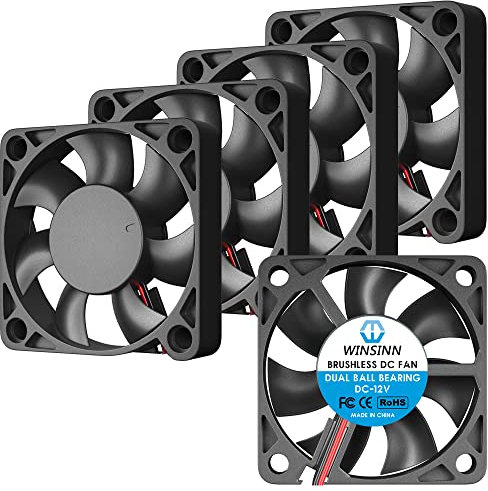 WINSINN Ventilador 50mm 12V - Rodamiento Doble Bola 6000 RPM 5010 Refrigeración para Impresoras 3D/Cajas PC/Electrodomésticos, Cable 30cm XH2.54-2PIN, Sin Escobillas (5 Piezas)