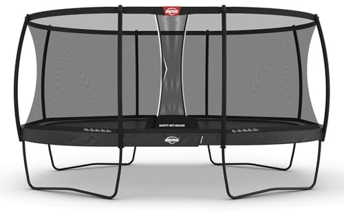 BERG Grand Champion Regular Trampolin oval 470 x 310 cm grau | Gartentrampolin mit Sicherheitsnetz Deluxe | Airflow Pro Sprungtuch und TwinSpring Federn | für Kinder und Erwachsene geeignet