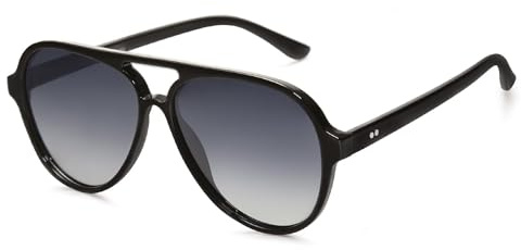 SOJOS Classic Polarized Aviator Sunglasses for Women Men, Retro Trendy Aviators Shades SJ2201, Black/Gradient Grey