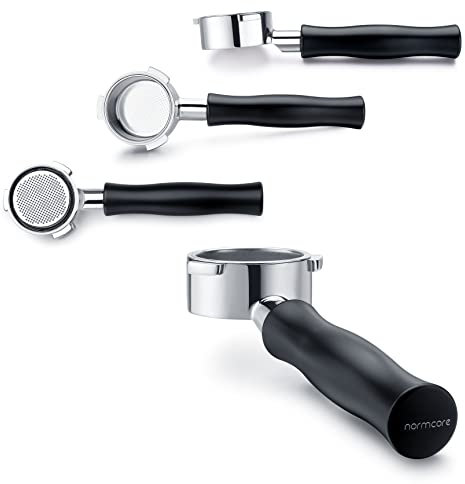 Normcore Portafiltro sin fondo desnudo de 51 mm con 3 orejas para máquinas de café Delonghi Dedica EC680 y EC685, y SMEG y EUPA con mango de aluminio anodizado, cesta de filtro de portafiltro incluida