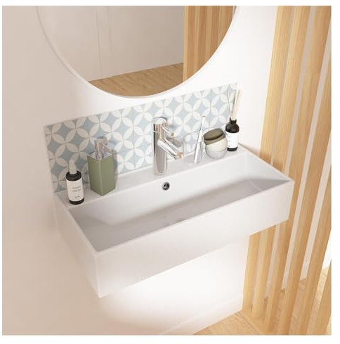 MOB-IN Vasque à Poser ou Suspendre Rectangle en céramique Blanche 65x31cm