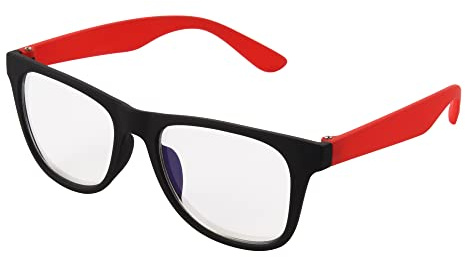 Foster Grant Naz Blue Light Glasses for Kids, Black with Red