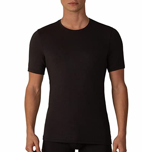 3 Magliette Intime Uomo Cotone Caldo Termico Scollo a V e Girocollo Pacco da 3 T Shirt Manica Corta Cotone Caldo (XL, 3 Girocollo Nere)