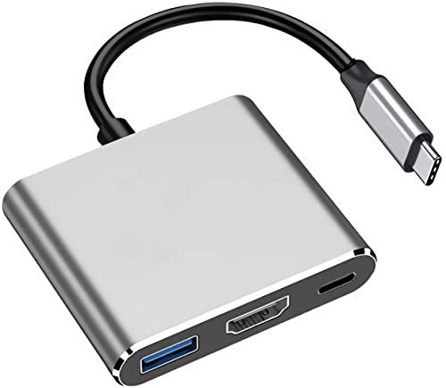 USB C to HDMI Multiport Adapter,PD100W Fast Charging & USB 3.0 Port,Type-C (Thunderbolt 3) to HDMI 4K AV Converter for iPhone 15, MacBook Pro Air/iPad Pro/Dell XPS/Surface (cable 3in1)