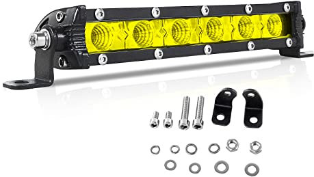 RIGIDON 7 Zoll 18CM 30W Led Lichtleiste KFZ 12V 24V Scheinwerfer Offroad Beleuchtung Flutlicht Led Arbeitsscheinwerfer Bar für Auto SUV UTV ATV LKW Traktor Fahrzeuge, 3000K Gelb Rückfahrscheinwerfer