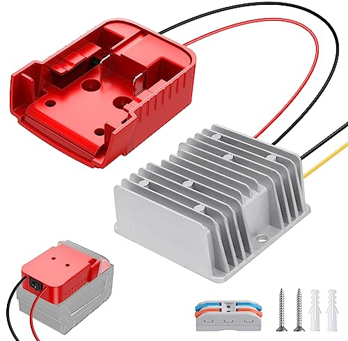 DC Power Aadpter for Milwaukee M18 Battery 18V to 12V Step Down Voltage Converter 15A MAX 180W Inverter Automatic Buck Converter DC Voltage Regulator with Upgraded Low Voltage Protection and Switch
