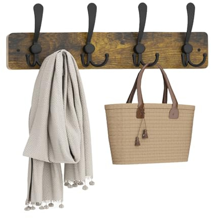 YMYNY Coat Hooks Wall Mounted, Rustic Brown HWS005H