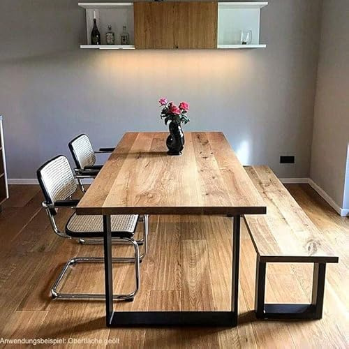 MyTimber® Tischplatte Eiche Massivholz Platte aus Echtholz | Baumkante oder gerade Kante | Naturbelassen oder geölt | Ein Hingucker für jeden Raum (Gerade Kante - geölt, 120x70cm)