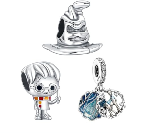 HAEPIAR S925 Charm in argento sterling per collana bracciale Dangles in argento sterling Hat Boy Deer confezione da 3 per donne ragazze regali