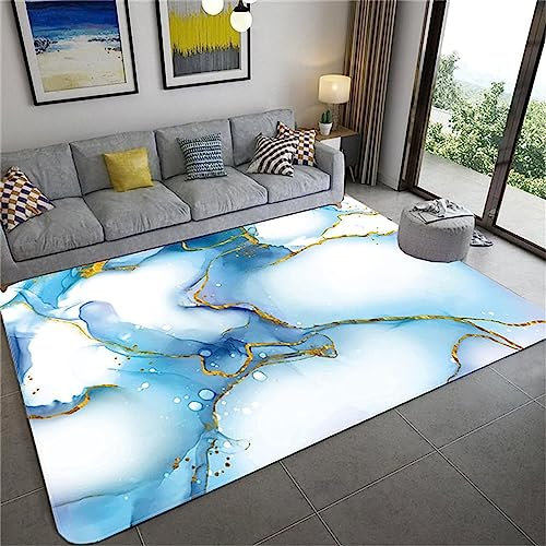 Teppiche Wohnzimmer Modern Teppiche Wohnzimmer Kurzflor Teppich Modern Design Rechteck Für Wohnzimmer Esszimmer Kinderzimmer Schlafzimmer Hellblauer Weißer Jadeschiefer 200 X 300 cm / 78,74-3K0W-T9R