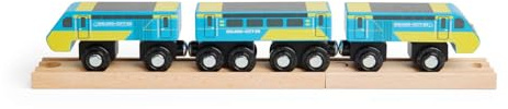 Bigjigs Rail Intercity 125 Train, Heritage trätåg med 3 magnetiska och 2-vägsvagnar, realistiska järnvägstillbehör för 3+ år gamla barn.