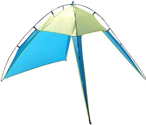 Utomhus baldakin strandskydd, pop up strandbaldakin med tre öppna sidor, bärbart UV-skyddat strandskydd med glasfiber ryggstolpar, solskyddstält utomhus baldakin skydd sol skugga tio