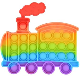 Ranzah Pop Fidget Toy Train Push Pop Bubble Sensory Kids And Adults Travel Poppet Toy Squishy Toy For Gifts & Parties ADHD Stress & Anxiety Relief Toy Squeeze Toddler Toy (Train)