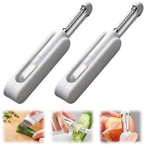 3 in 1 Multifunctional Rotary Paring Knife, 2025 New Sparschäler, Multifunktionaler Gemüseschäler Kann Schälen Würfeln Reiben und in Scheiben Schneiden, Kartoffelschäler für Obst und Gemüse (1)