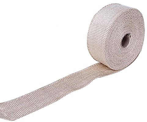 Auspuffband，Hitzeschutzband Auspuff Auto Motorrad Auspuffrohr Wrap Isolation Hitzefestes Streifen mit 4 Stahlbindungen(Silver)