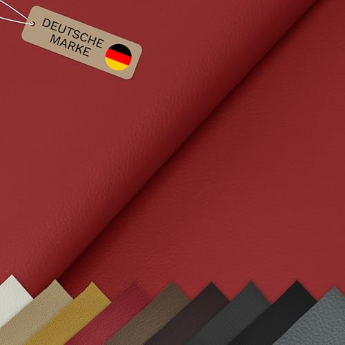 Lycce Kunstleder Meterware soft | 68.000 Scheuertouren | 1 lfm x 1,40 m breiter Polsterstoff für versch. DIY Projekte, als Möbelstoff & zur Reparatur | hohe Lichtechtheit | 430 g/m² (rot)