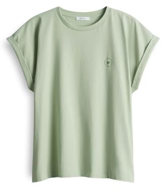 OPUS Damen Kurzarmshirt | SPARIS T-Shirt Regular aus nachhaltigem Organic Cotton Green Glow, 40