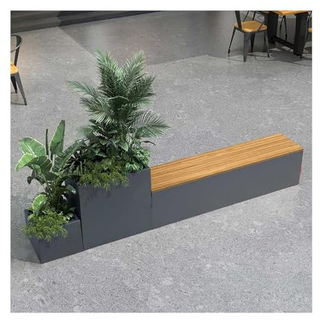 Banc de parc extérieur avec jardinière Jardinière surélevée d'extérieur en acier inoxydable avec banc, à monter soi-même, résistante aux intempéries, for fleurs, fruits et légumes Banc de parc avec ja
