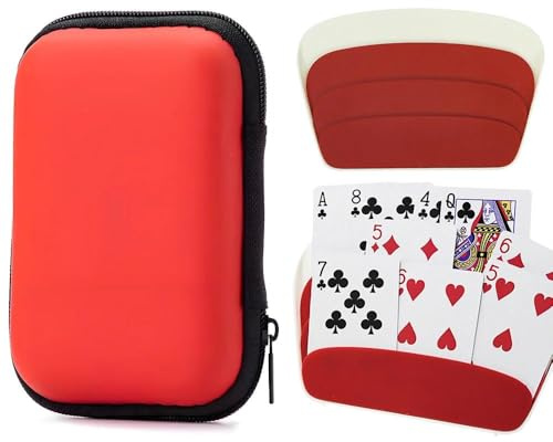 FeiFanChoice Playing Cards Case, Card Game Holder for UNO Case Practical Cards Travel Case with 2Pcs Playing Card Holder for Outdoor Gaming Camping Storing (Red)