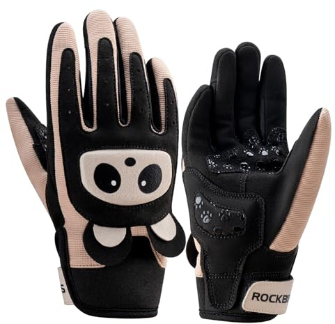 ROCKBROS Gants Vélo Enfant Âge 2-12 Ans– Gants Cyclisme Antidérapants, Respirants avec Protection Professionnelle pour VTT, Vélo de Route, Trottinette & Sports de Plein Air, Noir S