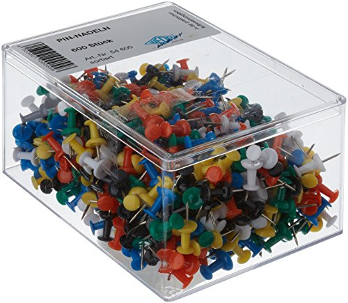 Wedo 054600 Epingles d'affichage 600 pièces Couleurs assorties Diabolo