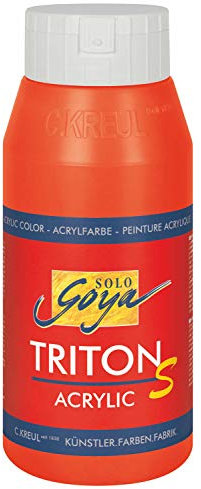KREUL 17304 - Solo Goya Triton S Acrylfarbe echtrot, 750 ml Flasche, schnell trocknend mit Glanzeffekt, Farbe auf Wasserbasis, in Studioqualität, vielseitig einsetzbar, gut deckend und ergiebig