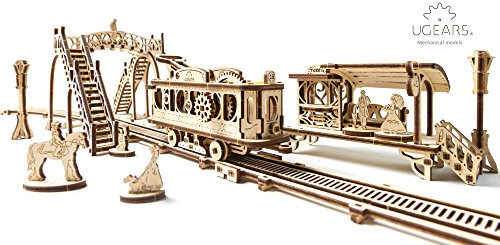 UGears Mechanical Town Series Tram Line Mechanical Wooden Model Kit 3D Puzzle Assembly