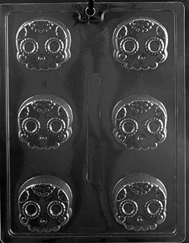 Grandmama's Goodies H177 Day of the Dead Decorative Skull Halloween Cookie Chocolate Candy Soap Mold with Exclusive Molding Instructions