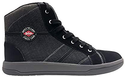 Lee Cooper Herren Arbeitssicherheit Retro Kontrastnähte Metallschutz Stahlkappe Sicherheit Midsole Sicherheitsstiefel Construction Boot, Schwarzgrau, 45 EU