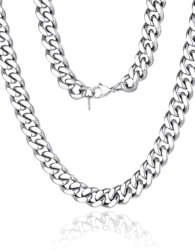ChainsHouse Männer Kette 12mm Panzerkette Edelstahl Halskette Herren Edelstahlkette Mann Kubanische Kette Herren Gliederkette 55cm Halskette ohne Anhänger Punk Halsschmuck Modeschmuck für Freund