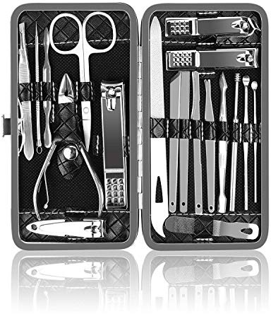 OKOM 19PCS Nail Clipper Set - Professional Manicure Nail Kit for Men Women, Stainless Steel Nail Clippers with Case