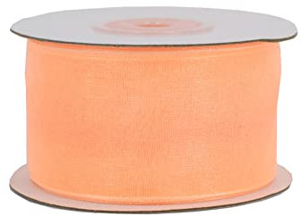 Organzaband 38mm x 25m Rolle - FARBAUSWAHL in 3/6/12/25/38mm - transparent, farbecht & waschbar - Schleifenband für Hochzeit - Geschenkband zum Verpacken Dekorieren Basteln - Apricot 714