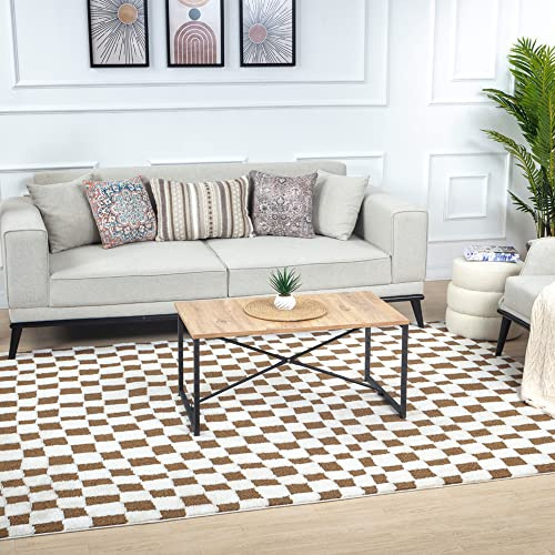 Livabliss Pula Wohnzimmer Boho, großer Schlafzimmer 200x275 cm für Esszimmer mit geometrischem Muster, Skandinavischer Wohnzimmer modern in Creme, Orange, Braun