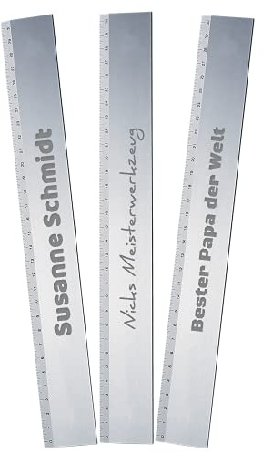 Uakeii Personalisiertes Lineal aus Aluminium | mit Lasergravur | 30 cm Metall Lineal mit Gravur ANPASSEN | Millimeter-Skalierung (Gravur)