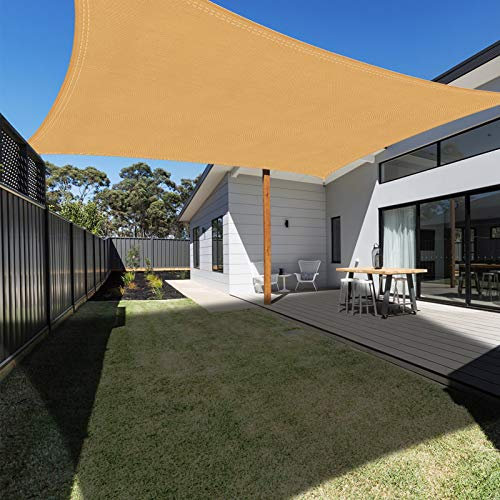 Ankuka Vela Ombreggiante Impermeabile 3x5m Sabbia Tenda a Vela Rettangolare con Fune Tenda da Sole per Esterno Protezione Raggi UV 98% Adatto per Giardino Terrazzo e Campeggio