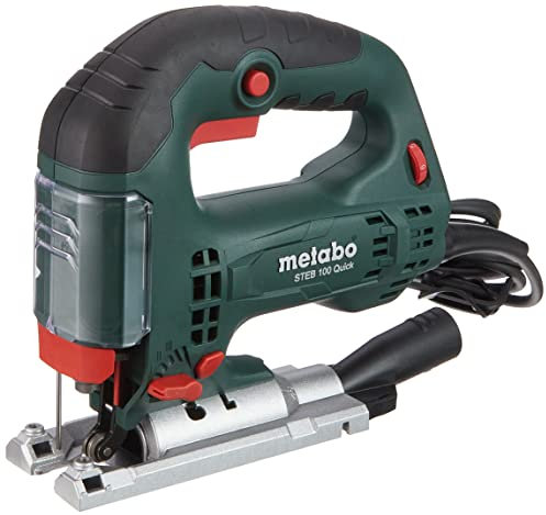 metabo Stichsäge STEB 100 Quick - 710 W, 100 mm Schnitttiefe, 4-fach Pendelhub - Werkzeugloser Sägeblattwechsel, Späneblasfunktion, Softgrip, Absaugung, präzise Schnitte in Holz, Metall & Kunststoff