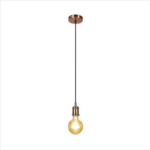 TEKLED® Basic Ceiling Light | Vintage Industrial Retro Pendant Light | E27 Edison | Modern Design Pendant Light | for Bar Kitchen Dining Room Bedroom Coffee Bronze Short Cable ‎(Bulb not Included)