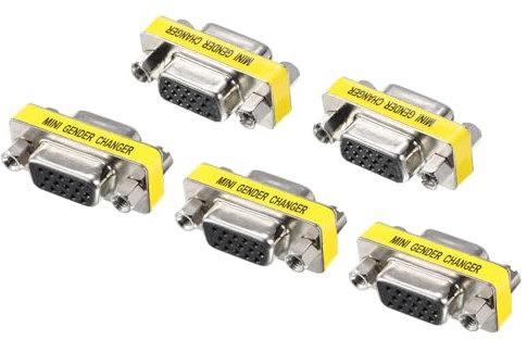 sourcing map VGA Coupler VGA Gender Changer Connector 15 Pin Female to Female VGA Adapter Conversion for Cable Extender, Pack of 5