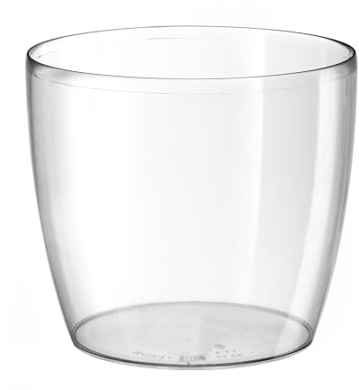 Tecnokit Tera Madeira Transparent hartsburk för inomhus- och utomhusbruk, modern rund design, UV-beständig, idealisk för växter och dekorativa kompositioner – Ø cm 18 x 16