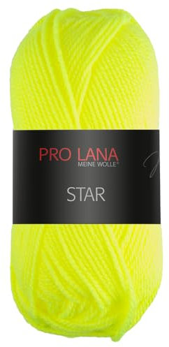 Frida's Wollhaus Pro Lana 50 g Star Stricken Häkeln Wolle Garn weich pflegeleicht 39 Farben (82 | Neongelb)