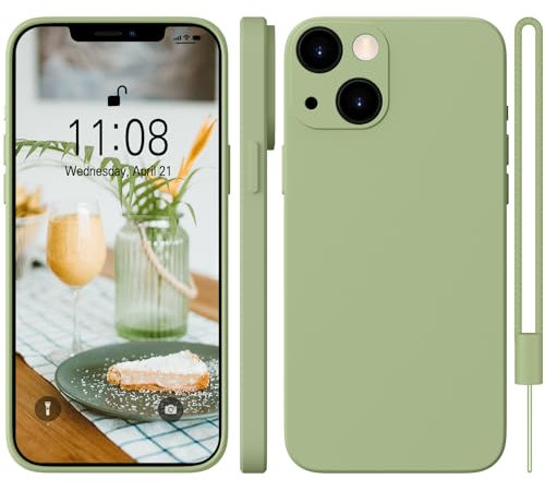 WXX für iPhone 14 Hülle Silikon Case, Handyhülle für iPhone 14 Dünn Slim mit Microfiber, Kratzfeste Rundumschutz Case Hülle für iPhone 14 6.1'' Matcha Grün