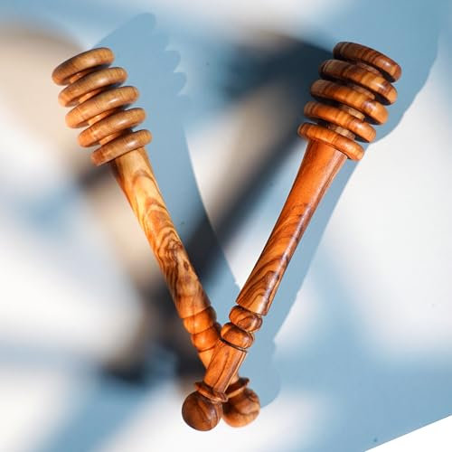 Ezo.Home Set di 2 mestoli per miele in legno di ulivo naturale, ogni cucchiaio misura 12 cm