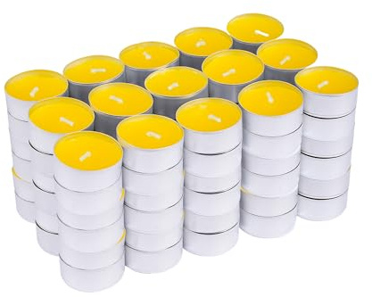 H HANSEL HOME Velas de Té Citronela Perfumadas Antimosquitos - Pack 90 Tealights, 4 Horas de Combustión