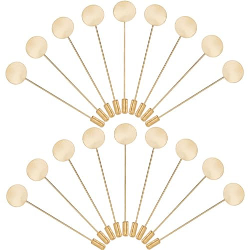 SUNNYCLUE 1 Box 60 Stück Runde Anstecknadeln Mit Tablett Broschennadel Set Messing Sicherheits Flachnadel Fassungen Für Hüte Goldene Broschennadeln Nadelbeschläge Zum Basteln Anzug Krawatte Hut Schal