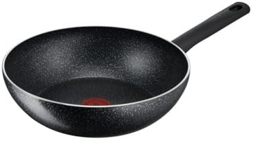 Tefal Brut Wokpfanne 28 cm | C28019 | THERMO-SIGNAL™ | gesundes Kochen | sichere Antihaftversiegelung | umweltfreundlich | alle Herdarten + induktionsgeeignet | schwarz