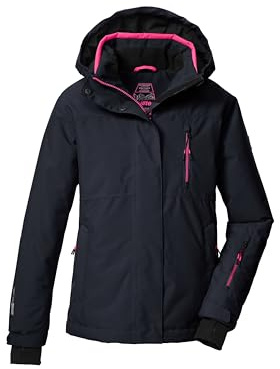 killtec Niñas Chaqueta de esquí/chaqueta funcional con capucha y protección contra la nieve KSW 205 GRLS SKI JCKT, schwarz blau, 140, 43553-000
