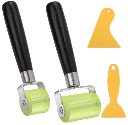 Rodillo Presionador, 2 Piezas Rodillo de Presión Manual con 2 Rascadores, Rodillo de Presión de Goma, para el Encolado de Bordes y Para Soldar Lonas de PVC